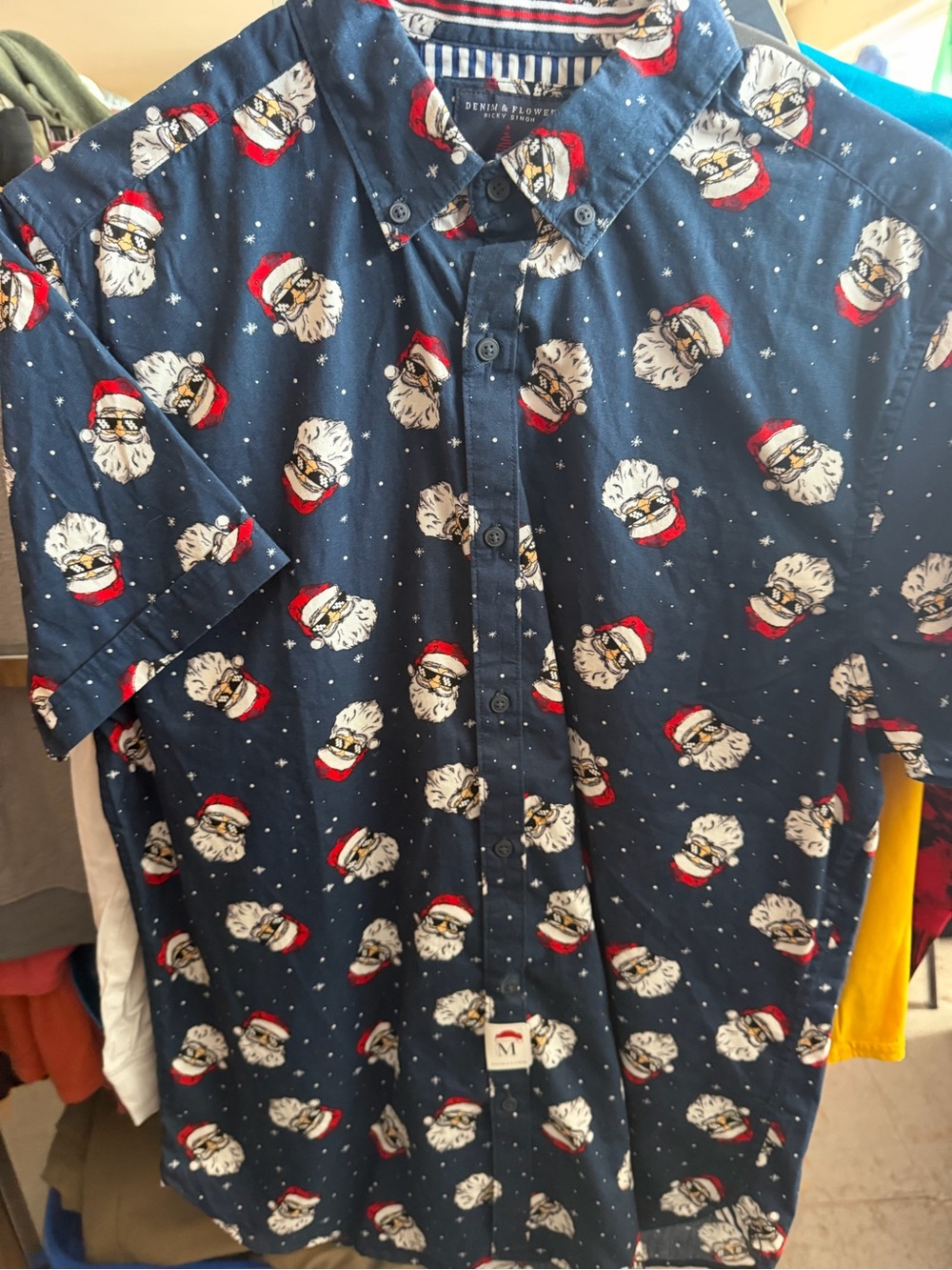 Denim & Flower Ricky Singh Men’s Santa Claus Christmas Shirt Short Sleeve med